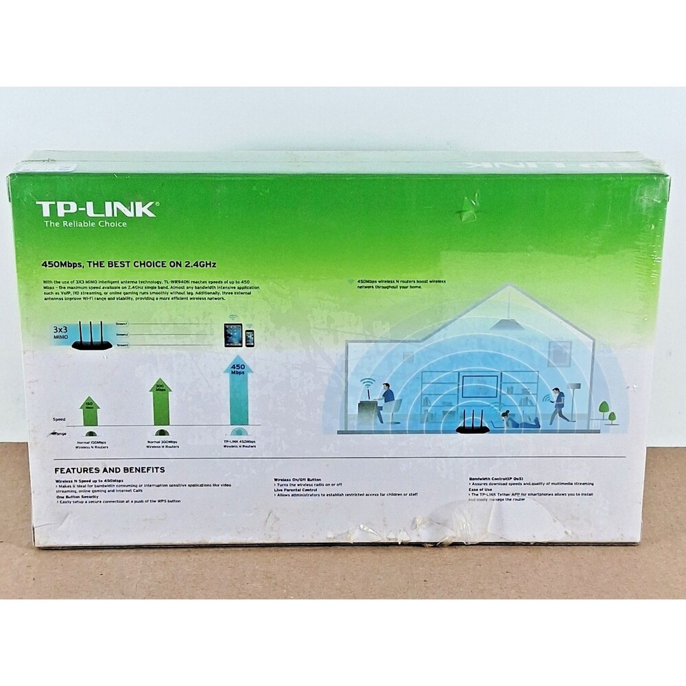 NEW TP-Link N450 Wi-Fi Router-Wireless Internet Router TL-WR940N - Picture 4 of 6